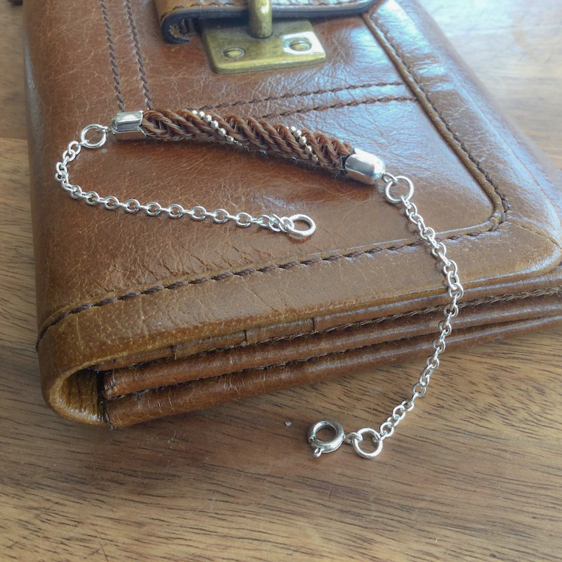Single braid with Sterling Silver Beading Bracelet